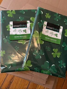 Set of 2 Smart Living Shamrock Square Tablecloth 52x52 inches - Reusable